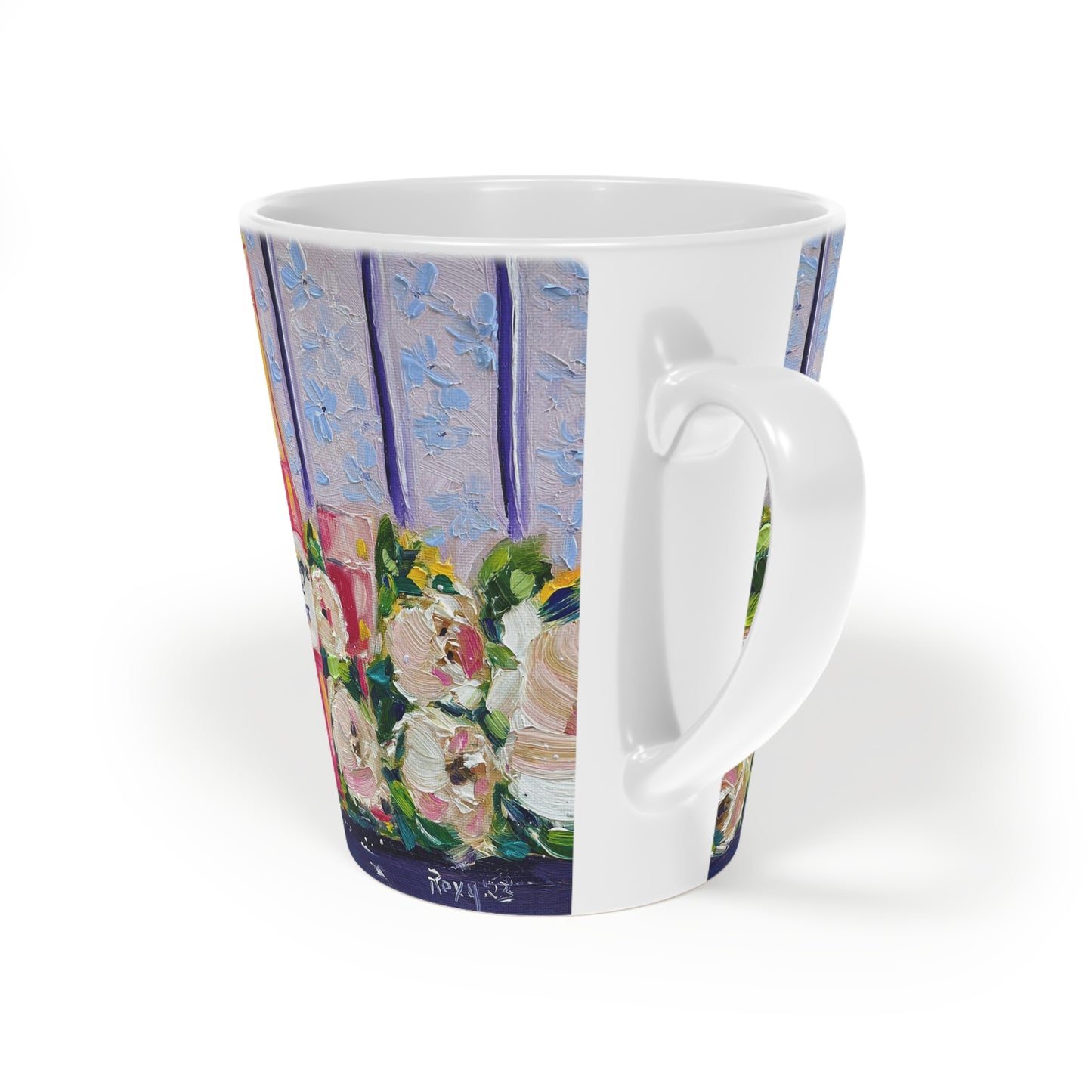 Pink Champagne and Peonies Latte Mug, 12oz