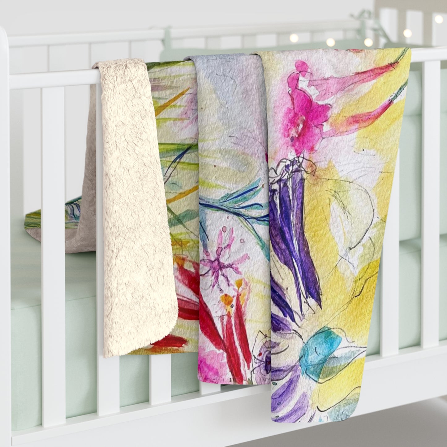 Hummingbird in Tube Flower Garden Sherpa Fleece Blanket