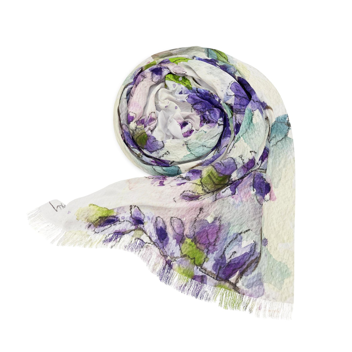 Colorful Scarf — Artistic Lightweight Neck Wrap- Wisteria Vine