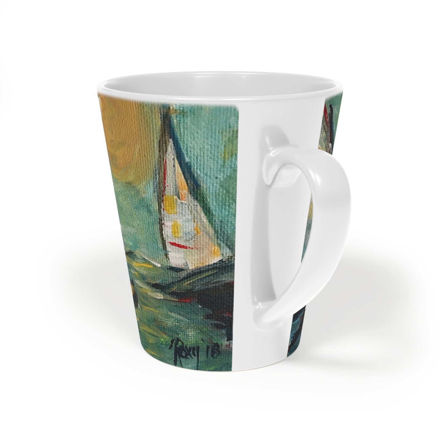 Taza de café con leche Sunny Sailing, 12 oz