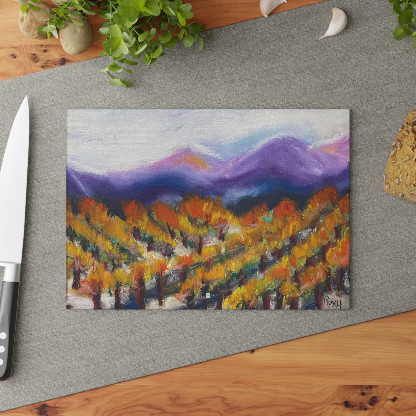 Misty Vines #1 Glass Cutting Board