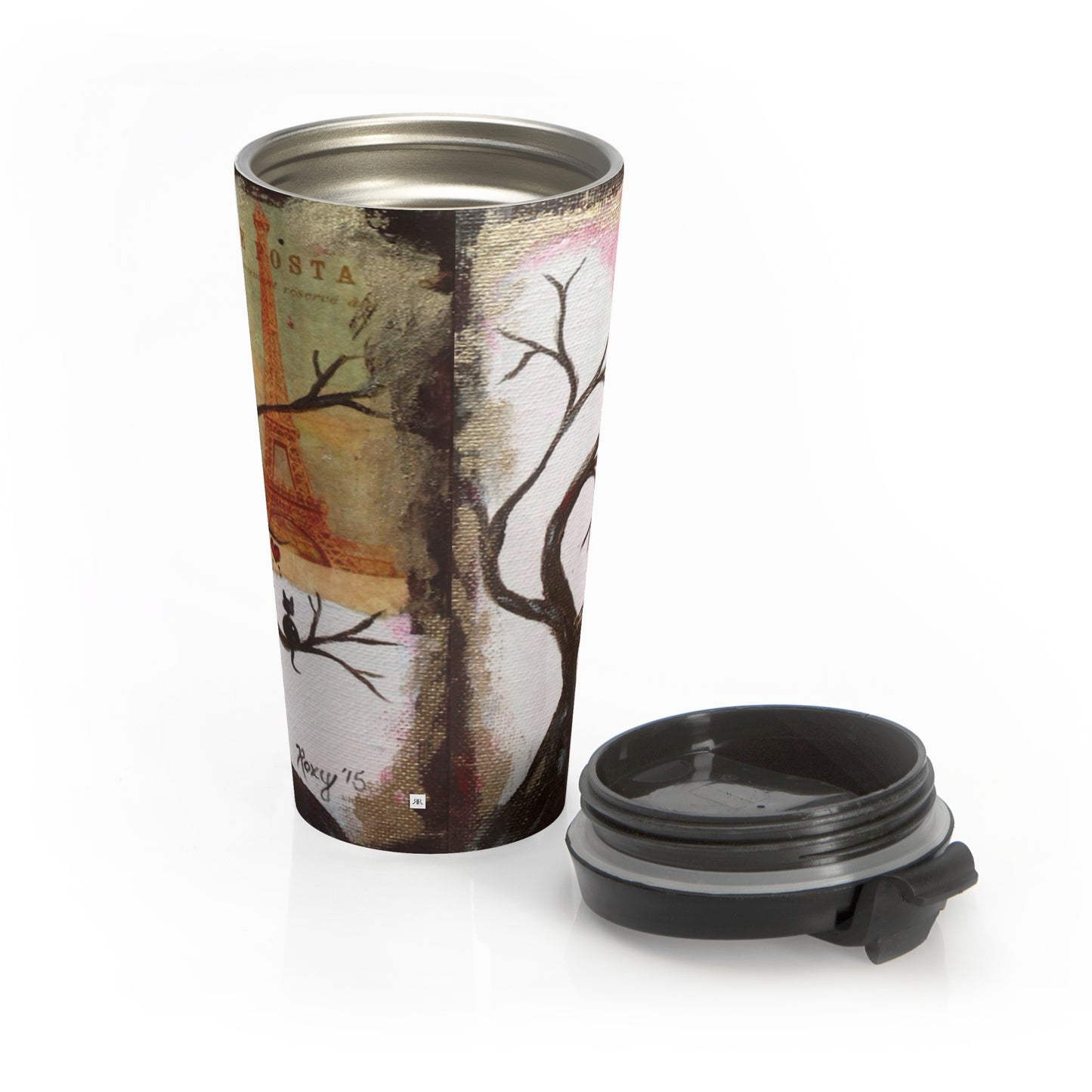 Tasse de voyage en acier inoxydable Paris Kitties