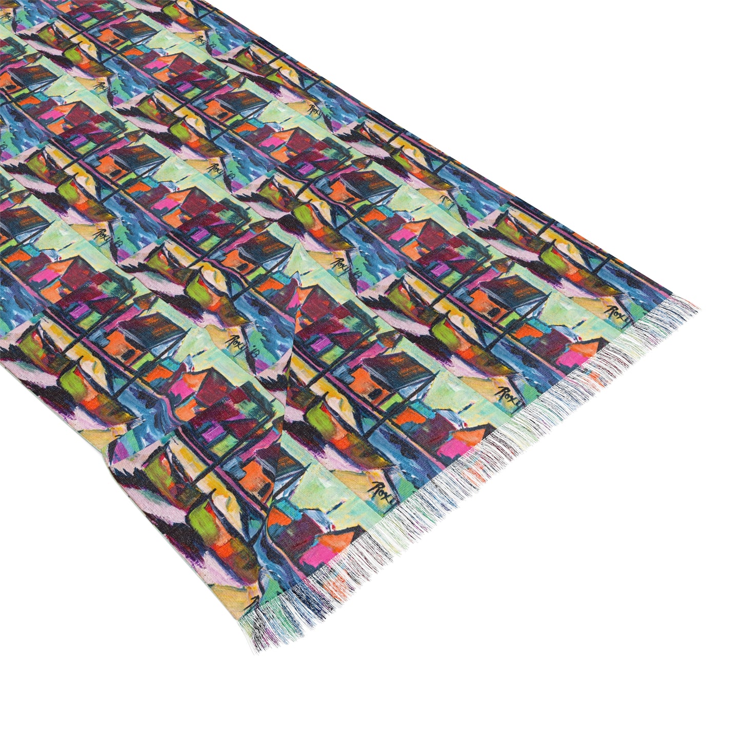Colorful Scarf — Artistic Lightweight Neck Wrap- Boardwalk Boats