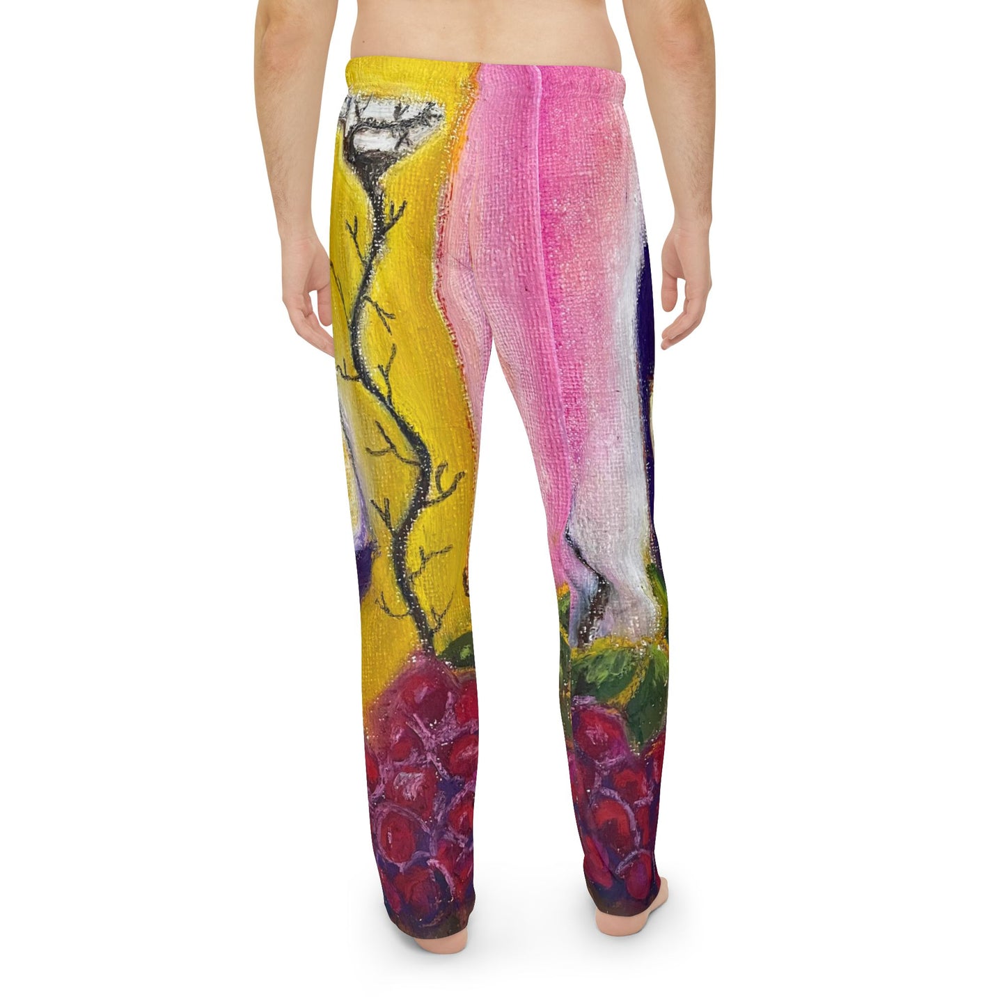 Men's Pajama Pants featuring Roxy Rich GBV Aeolus Wine Bottle and Clique Glass - Fun Travel Wear