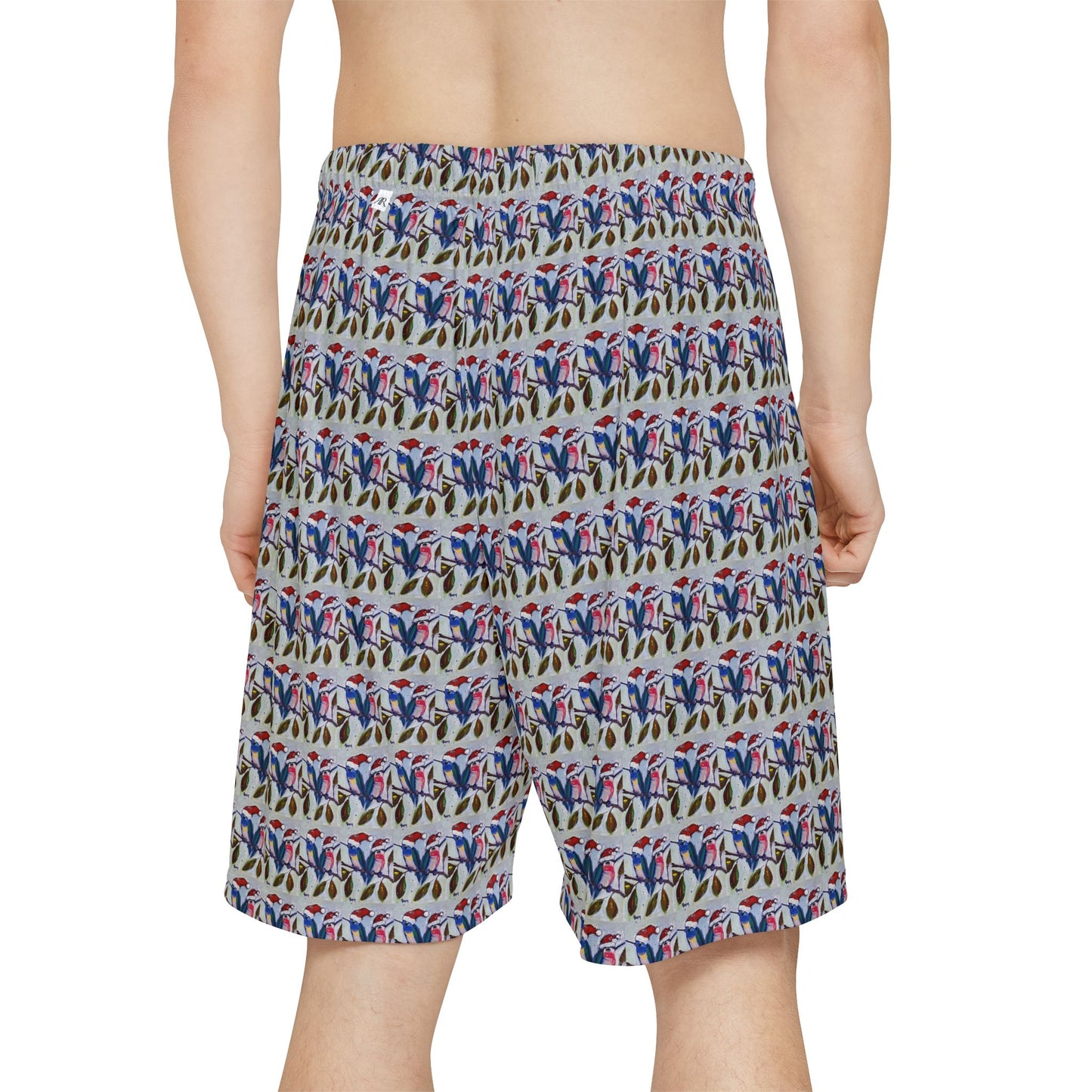 Men’s Lounge Shorts — Festive Hummingbirds in Santa Hats All-Over Print
