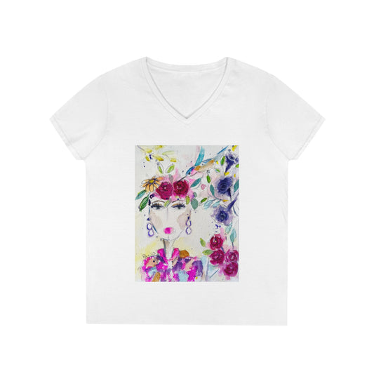 Haute Couture Hummingbird Ladies' V-Neck T-Shirt