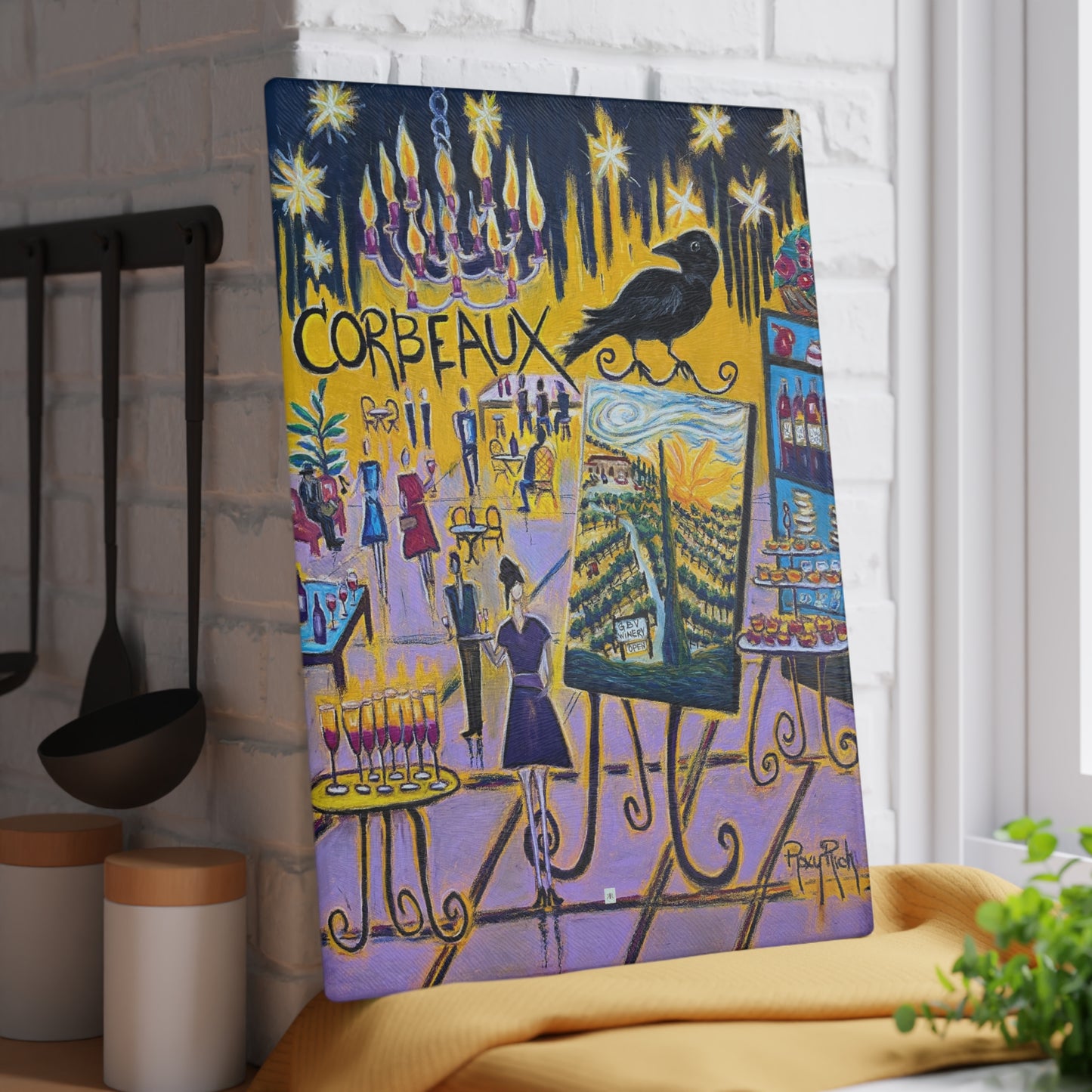 Glass Cutting Board-Corbeaux-Wine and Art After Dark