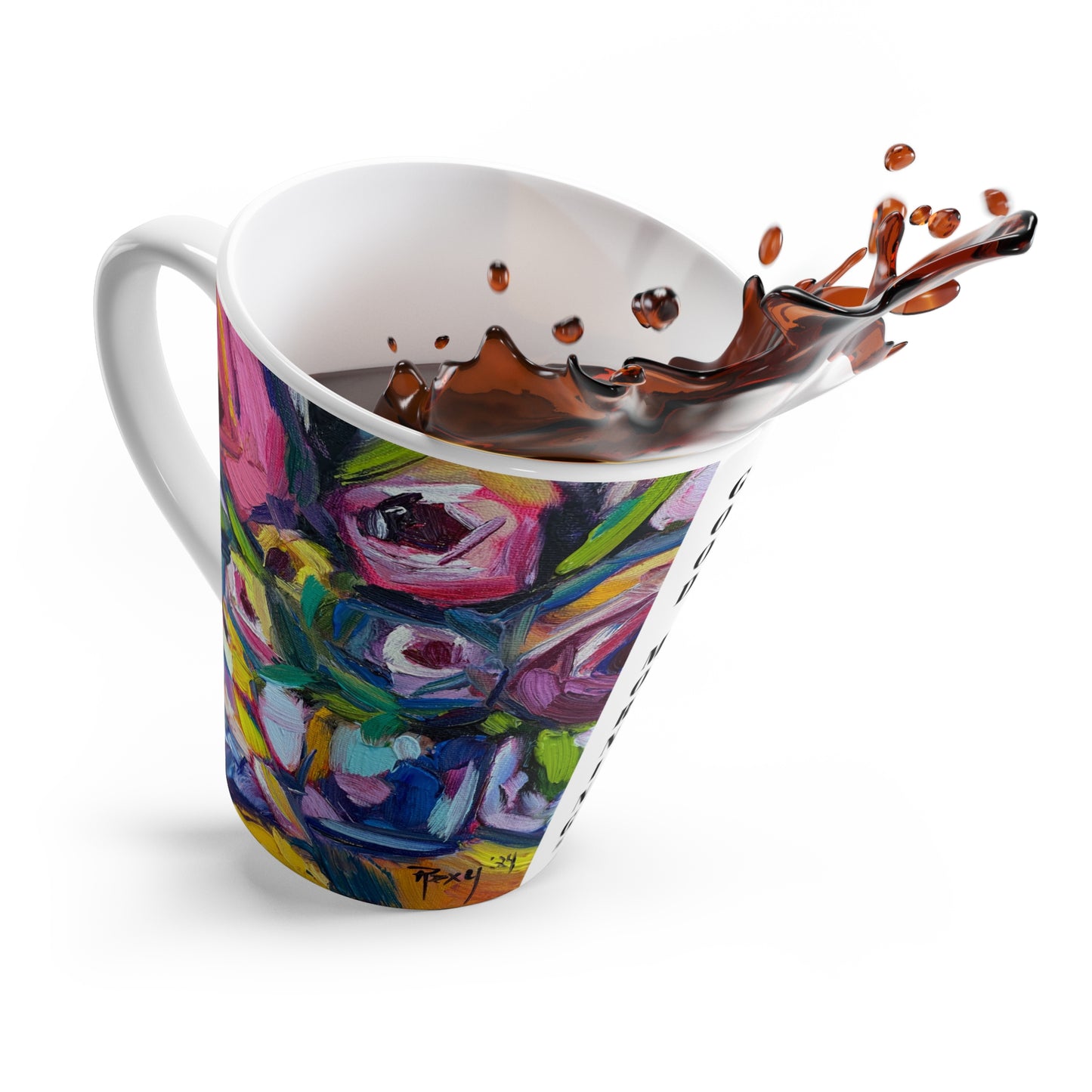 Mug - Good Morning Abstract Roses and Tit Bird-Made in and Ships from USA