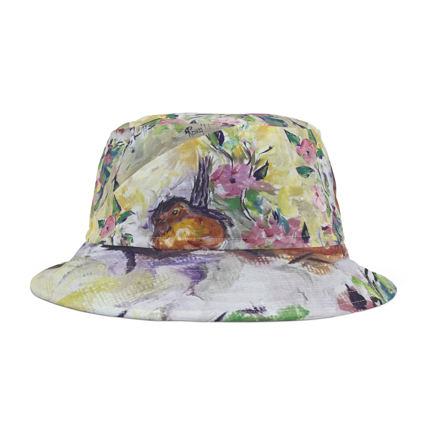 Robin in Cherry Blossoms Bucket Hat