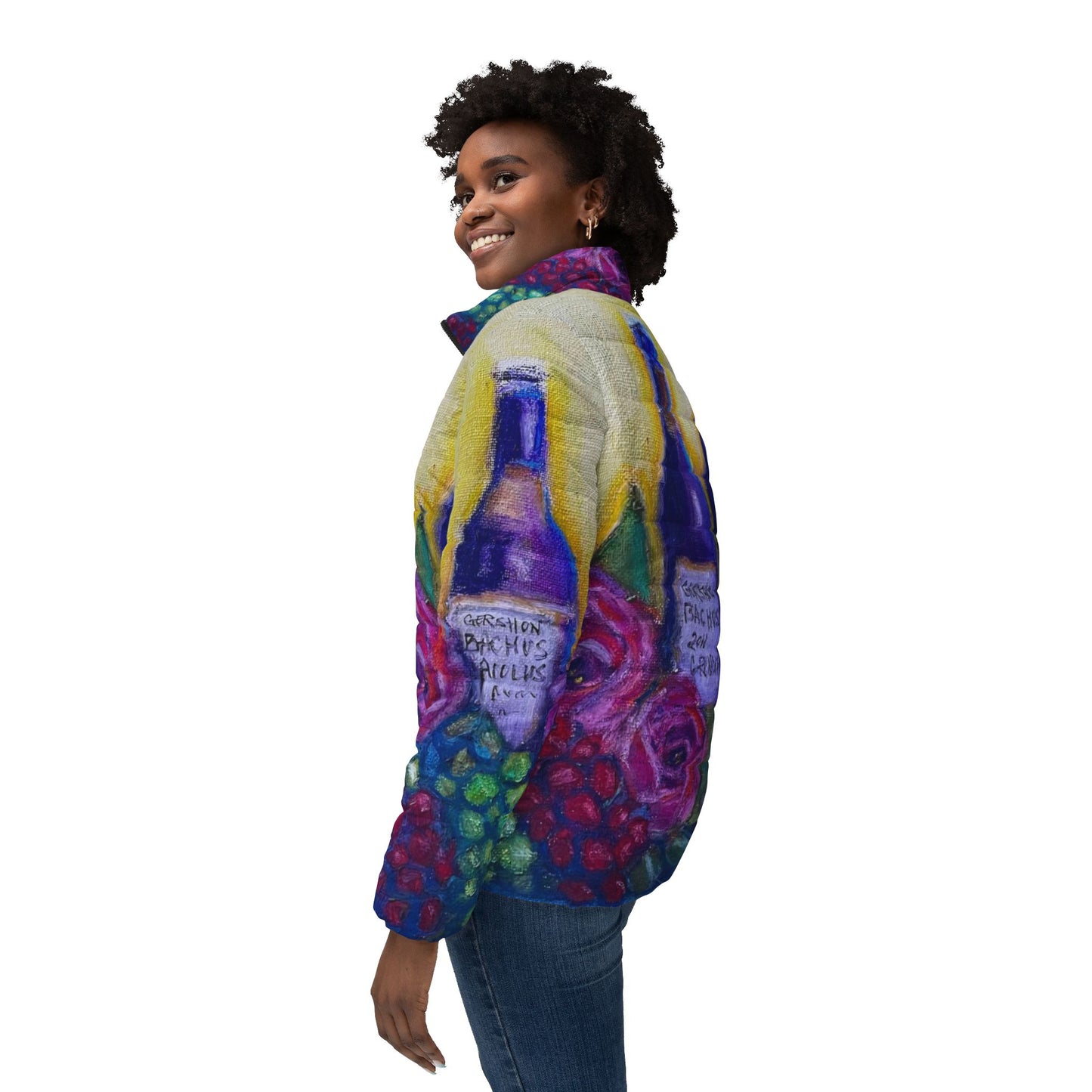 Women's Puffer Jacket - Roxy Rich Fine Art -GBV Wine and Roses