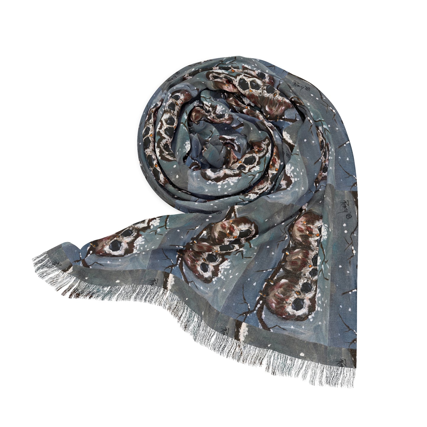 Colorful Scarf — Artistic Lightweight Neck Wrap- Who Us? Adorable Snowy Owl Chicks