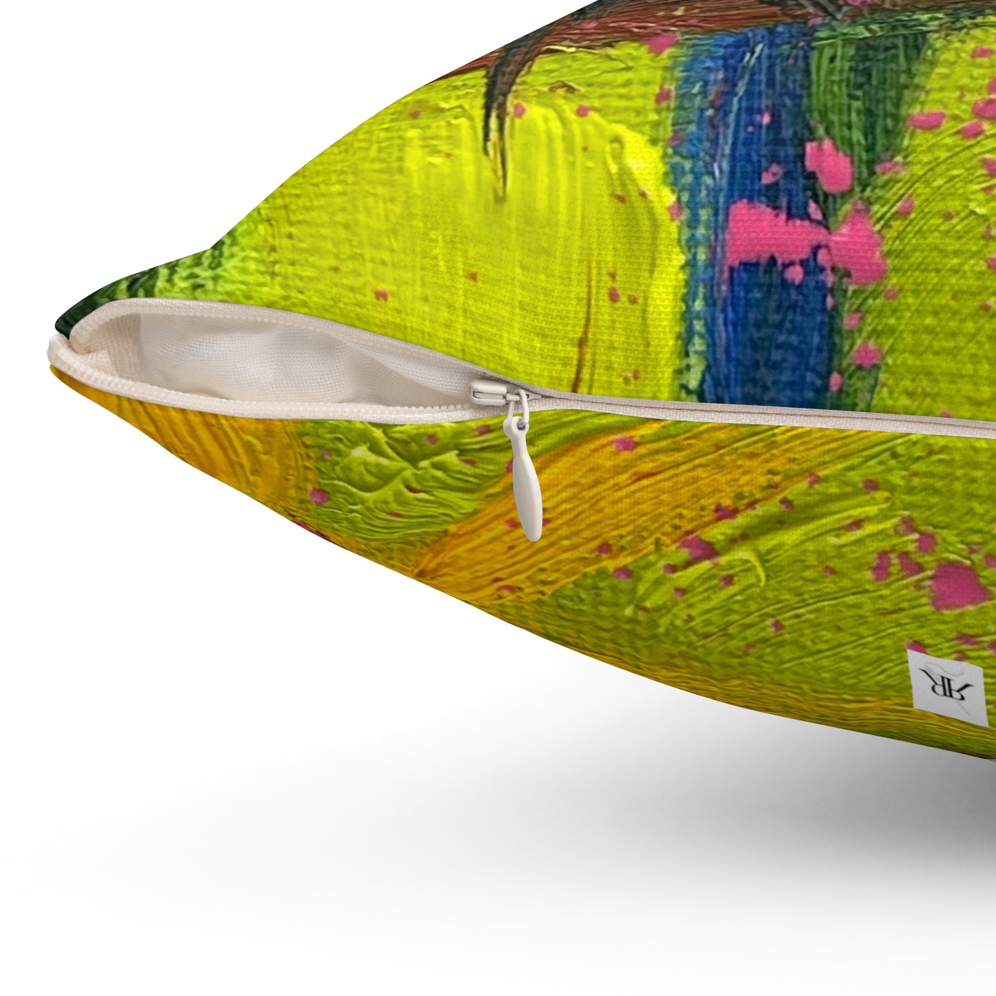 Indoor Spun Polyester Square Pillow-Winged Wonder-Hummingbird