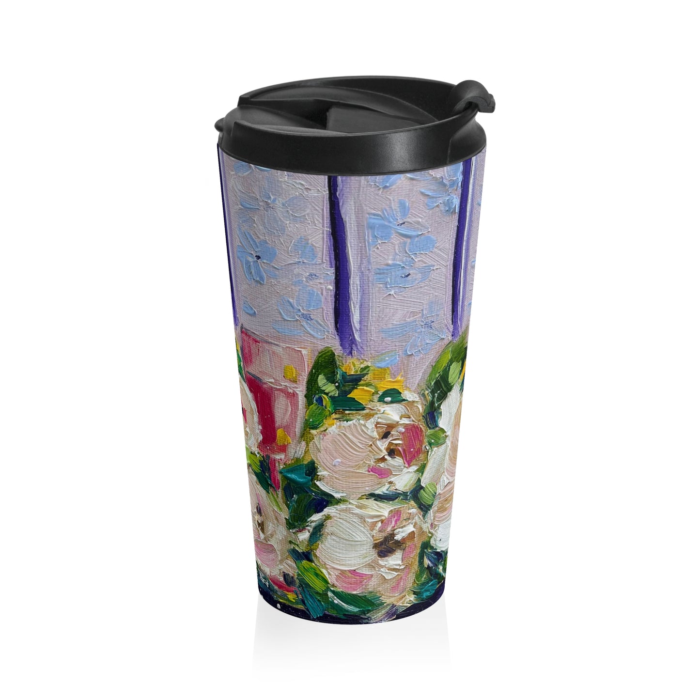 Pink Champagne and Peonies Stainless Steel Travel Mug