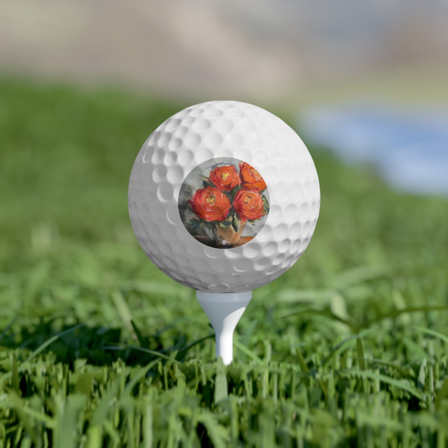 Golf Balls, 6pcs- Orange Roses