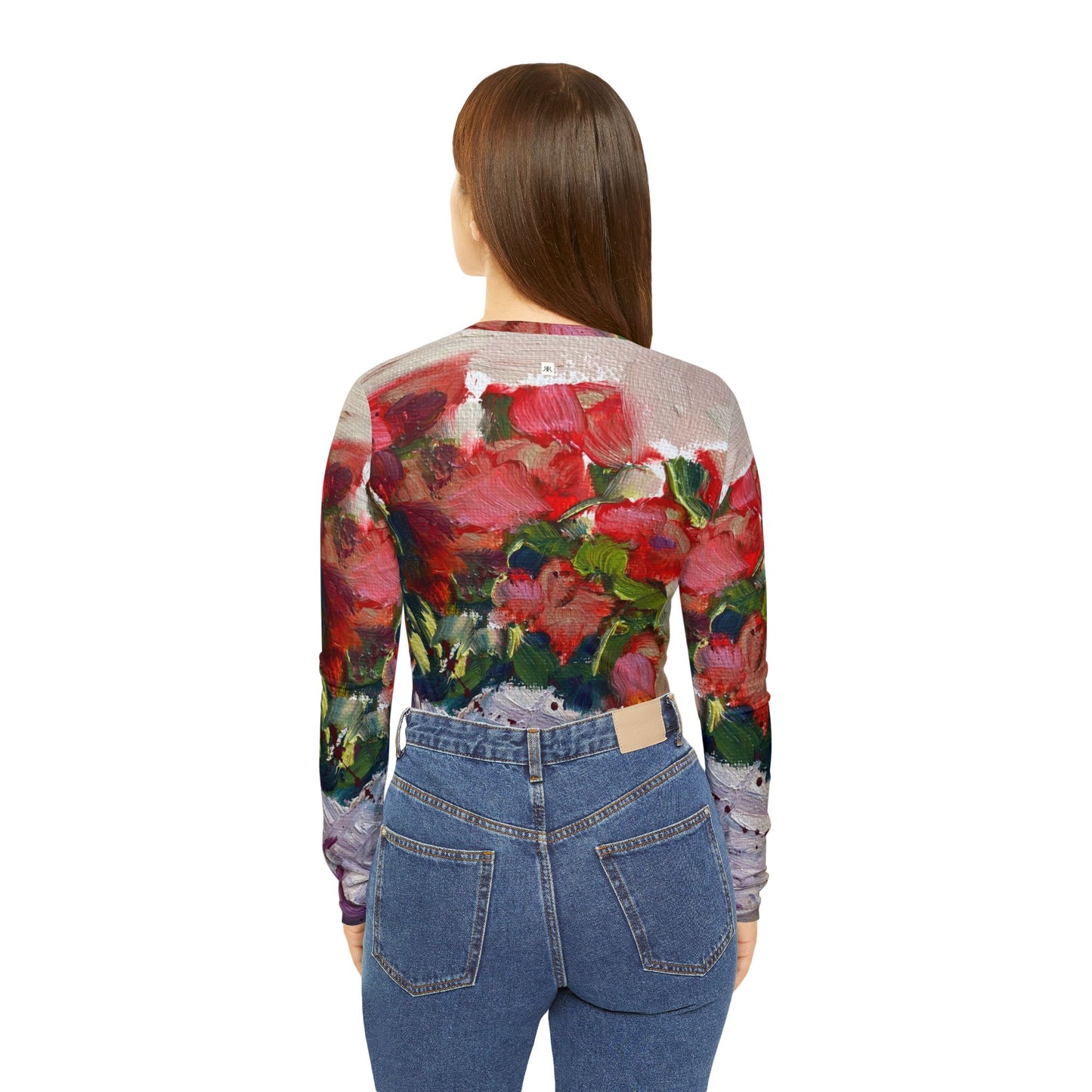 Women's Long Sleeve V-neck Shirt -Basket Blooms