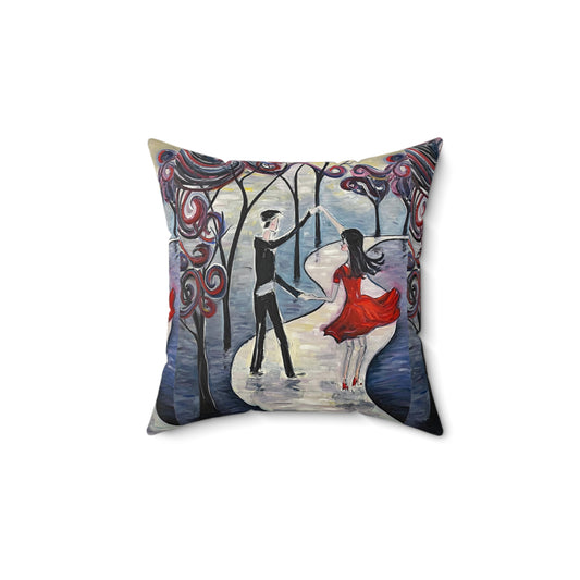 Dancing in the Moonlight (Romantic Couple) Indoor Spun Polyester Square Pillow