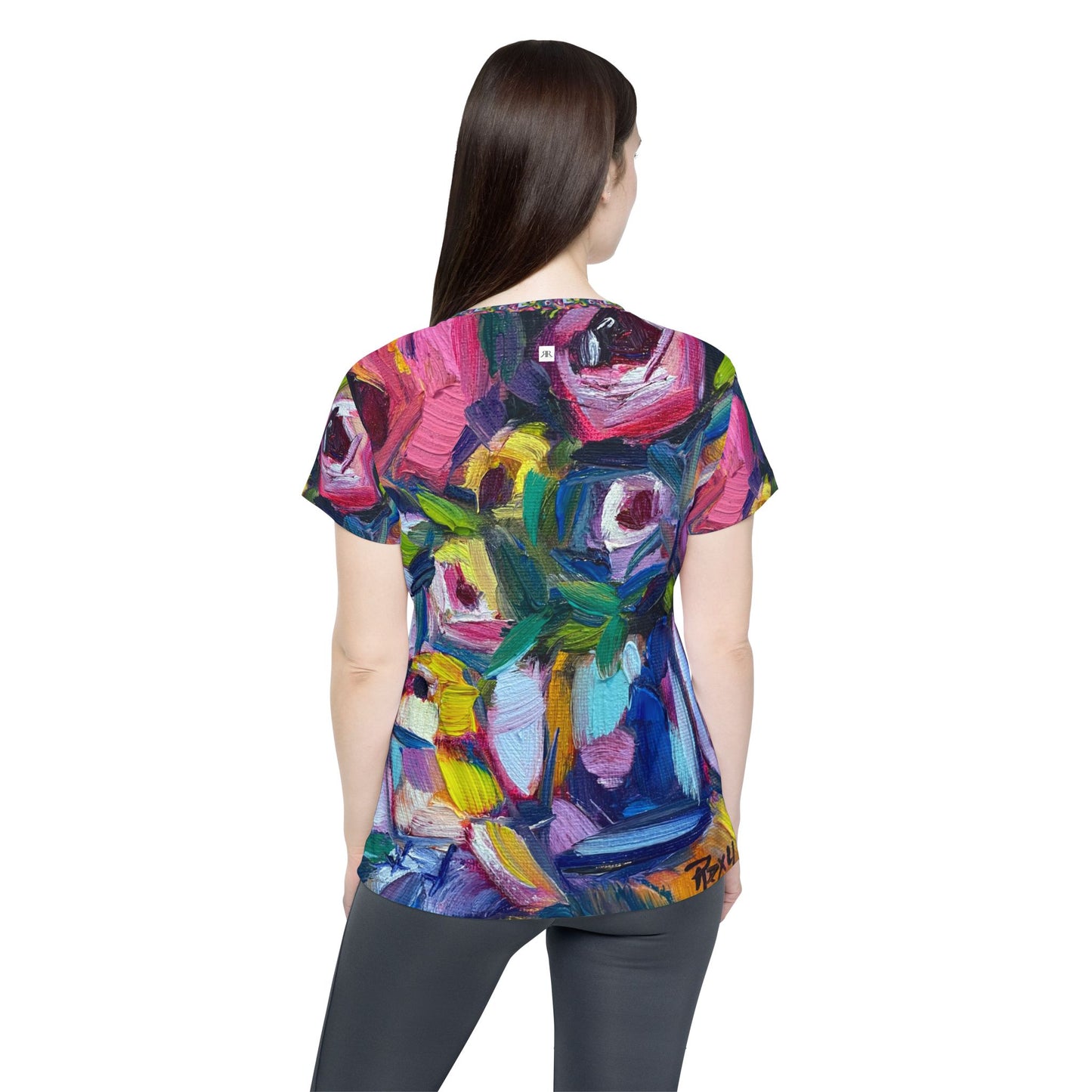 Women's Sports Jersey -Abstract Roses and Tit Bird