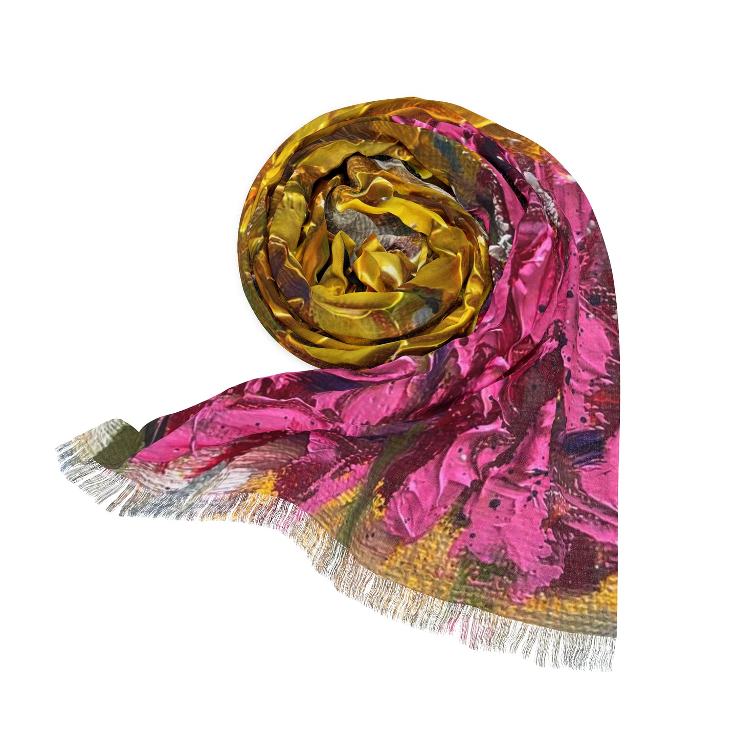 Colorful Scarf — Artistic Lightweight Neck Wrap- Pink and Yellow Roses