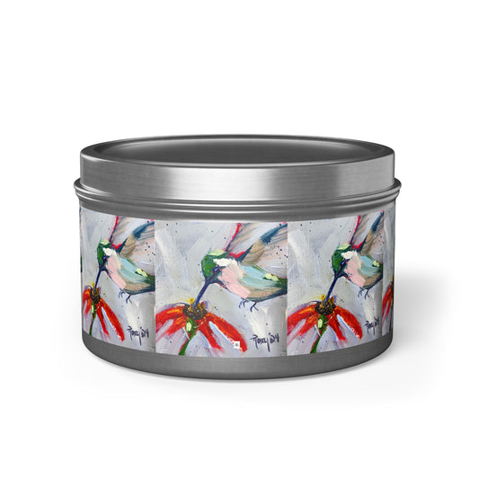 Hummingbird at a Cone Flower Tin Candle