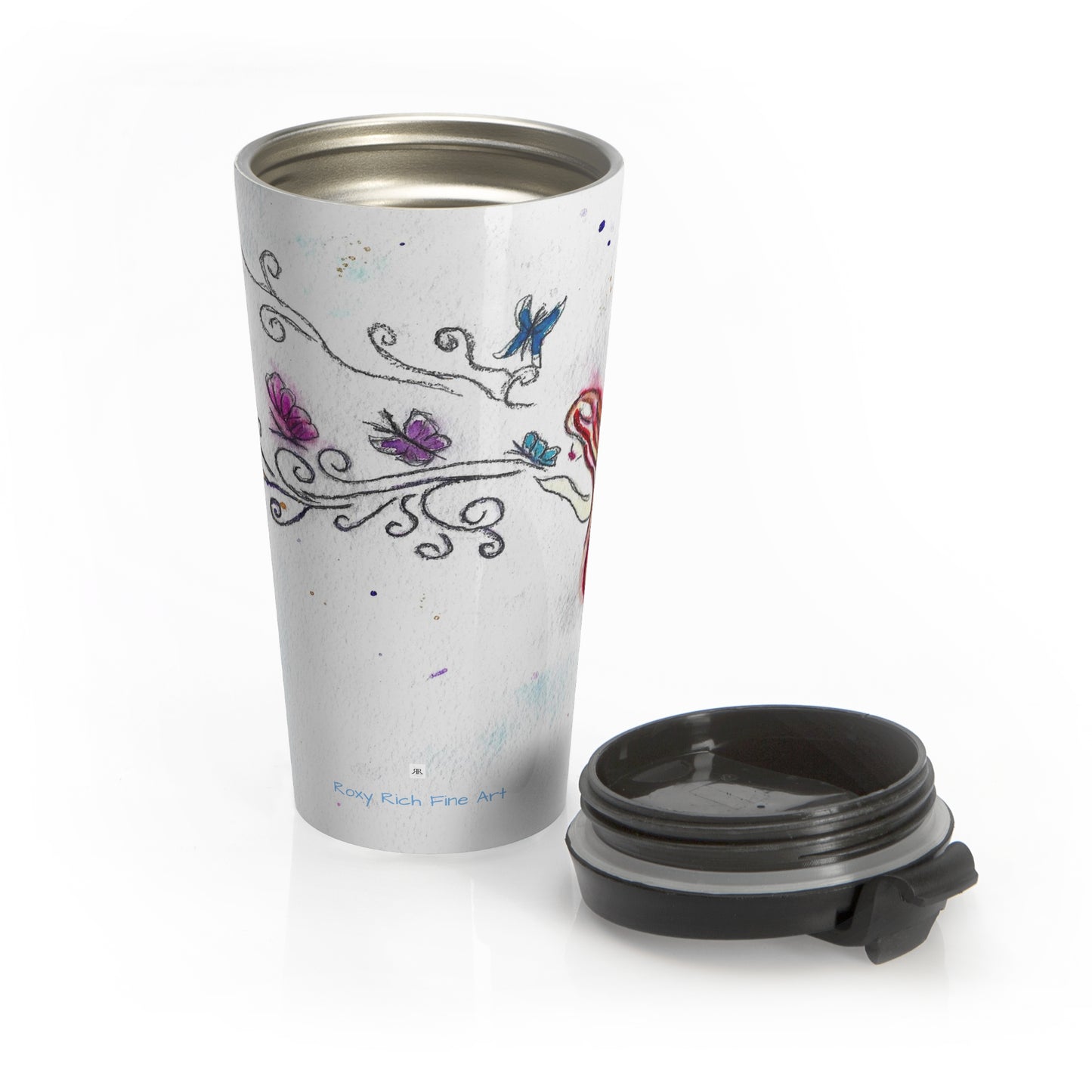 Mermaid Butterfly Kisses Stainless Steel Travel Mug