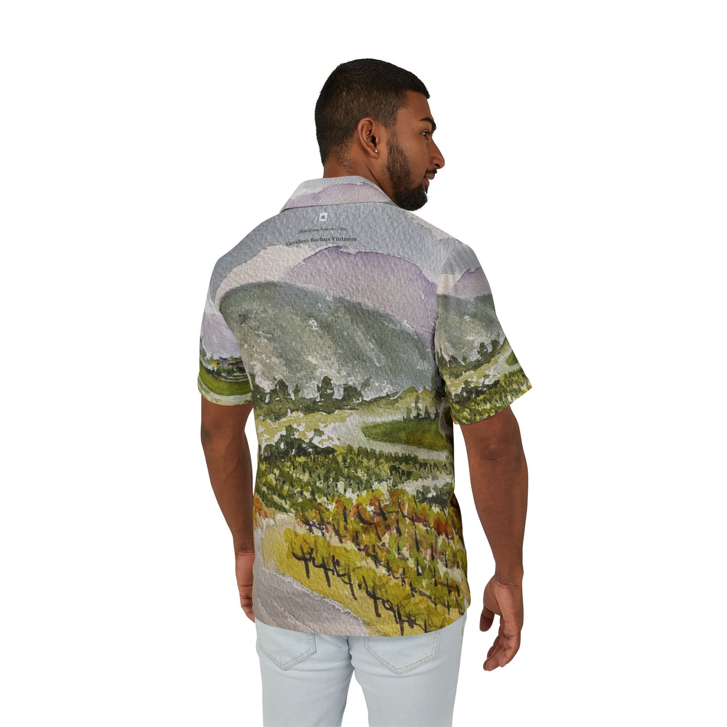 Men's European Fit Hawaiian Camp Shirt -Road Down from the Villa-GBV