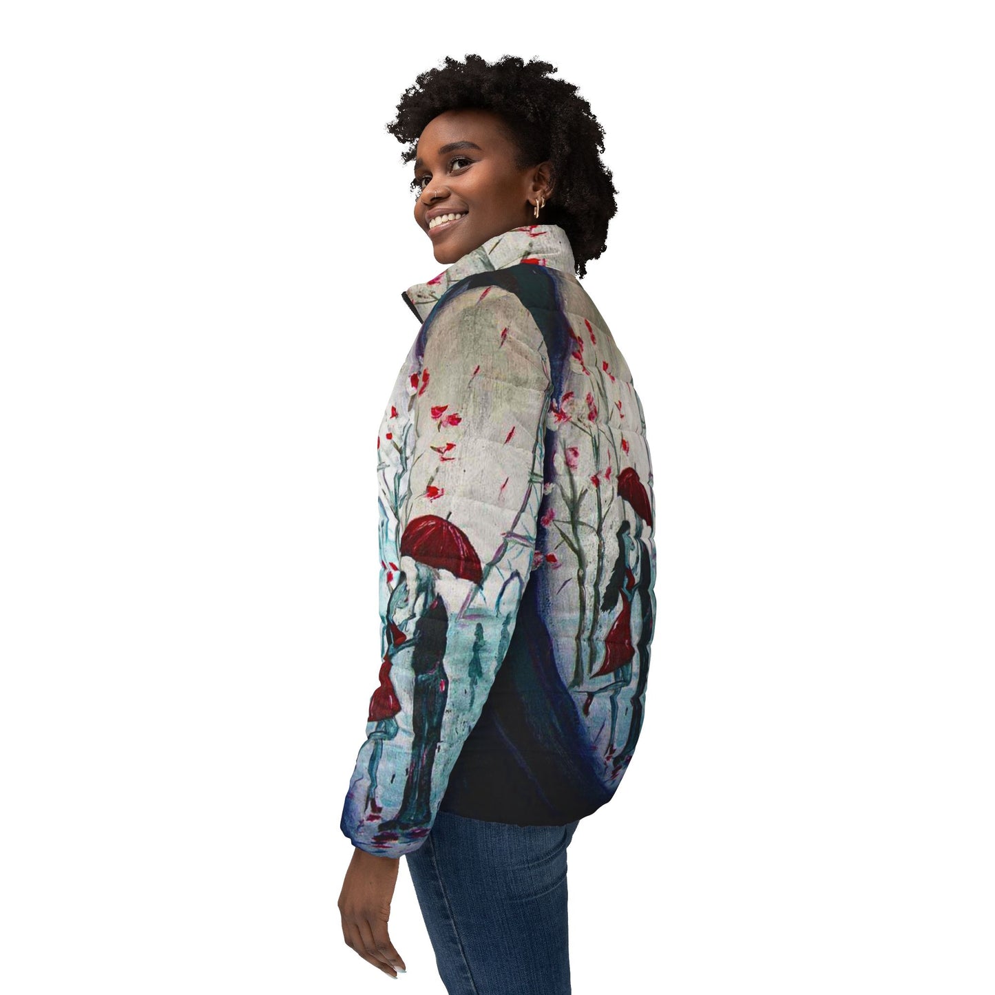 Women's Puffer Jacket - Roxy Rich Fine Art -I Only have eyes for You-Paris Couple