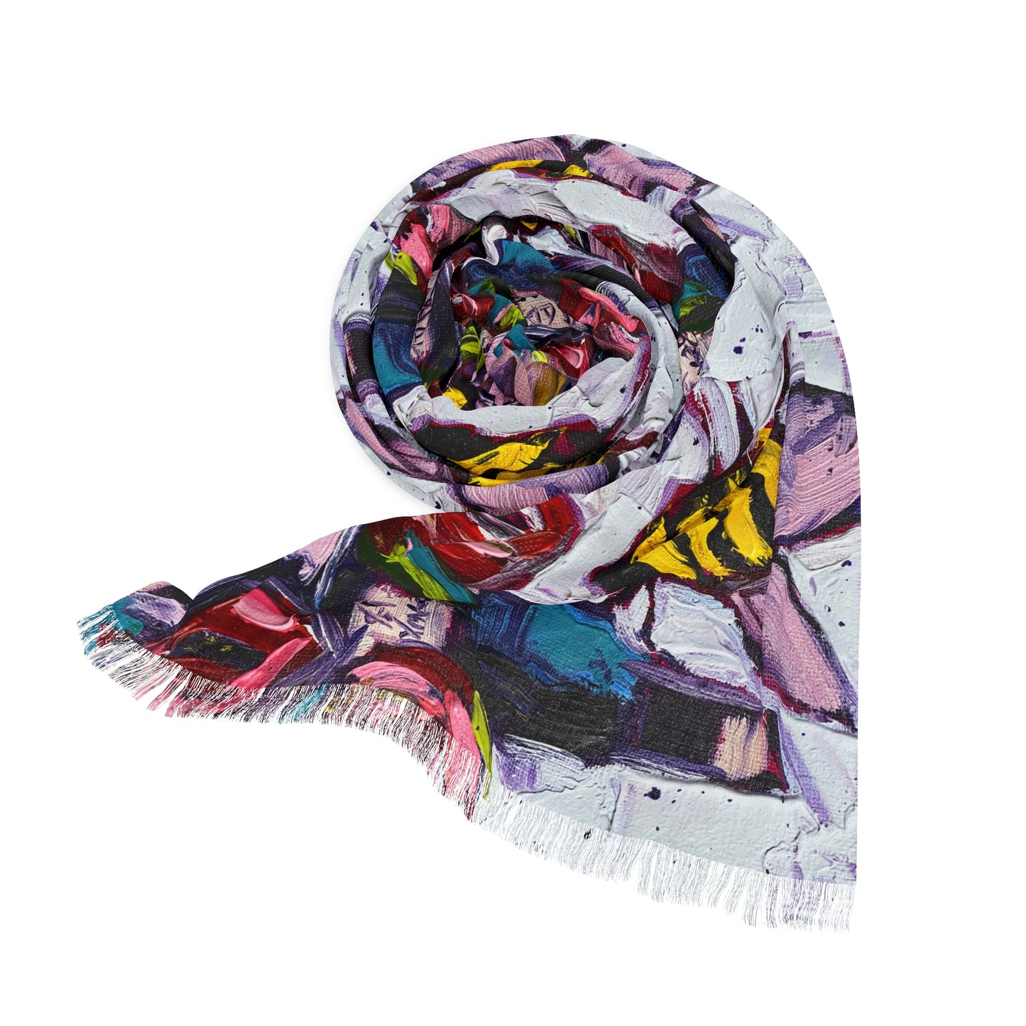 Colorful Scarf — Artistic Lightweight Neck Wrap- Bee Happy Wine and Roses