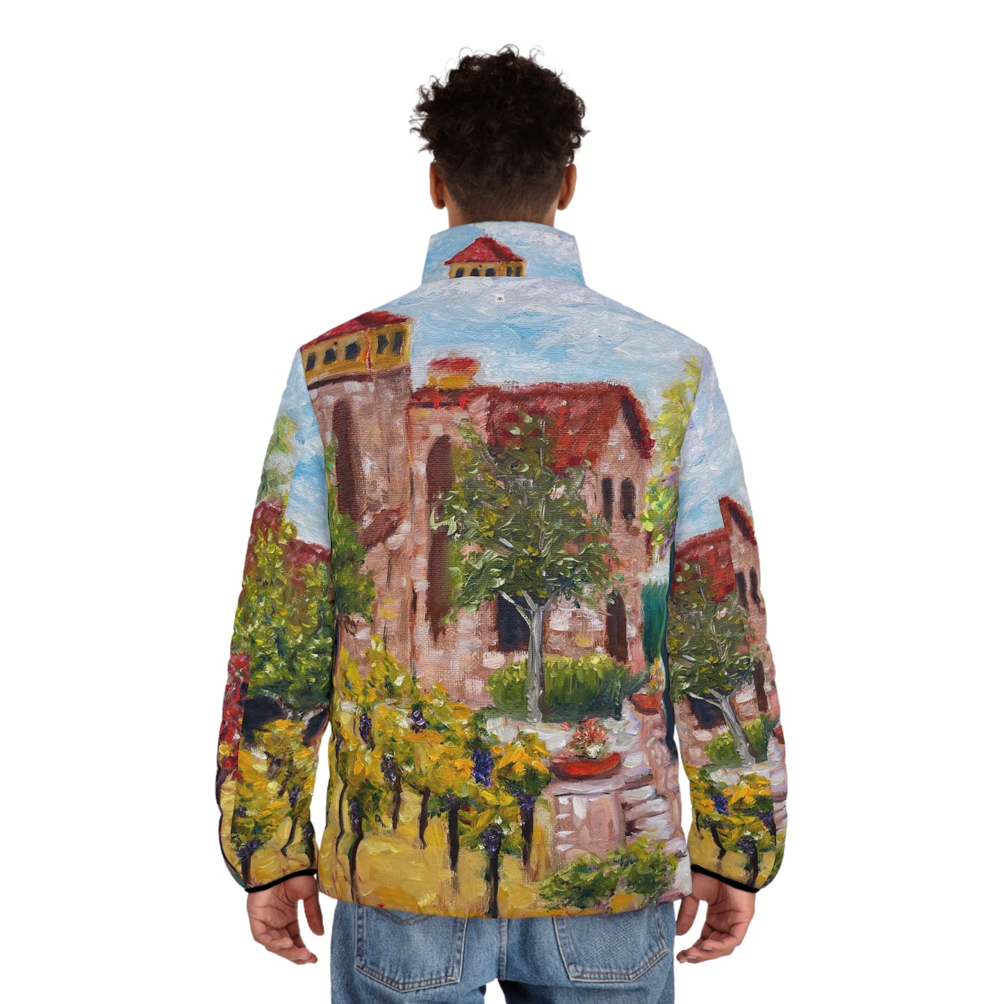 Men's Puffer Jacket - Roxy Rich Art, Unique Bright Colors-Lorimar in Autumn