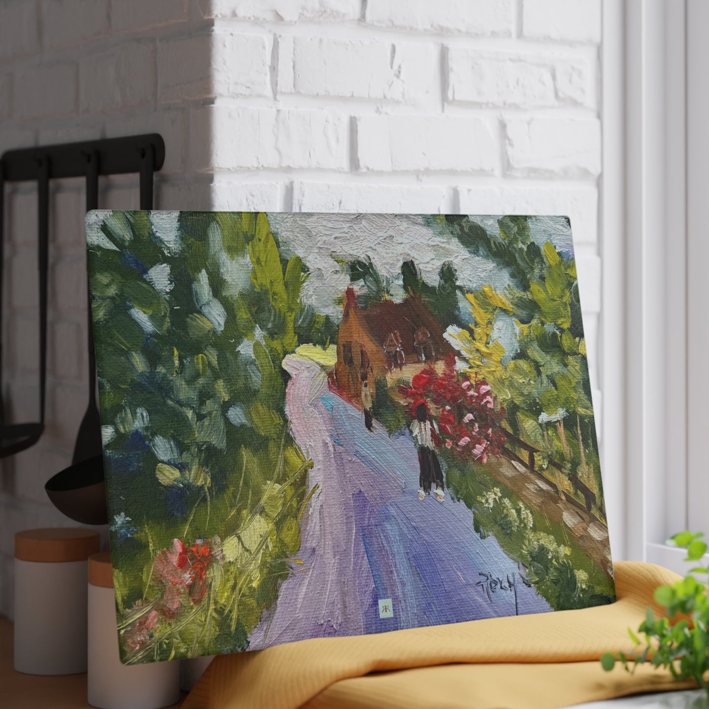 Glass Cutting Board-Summer Stroll Snowshill