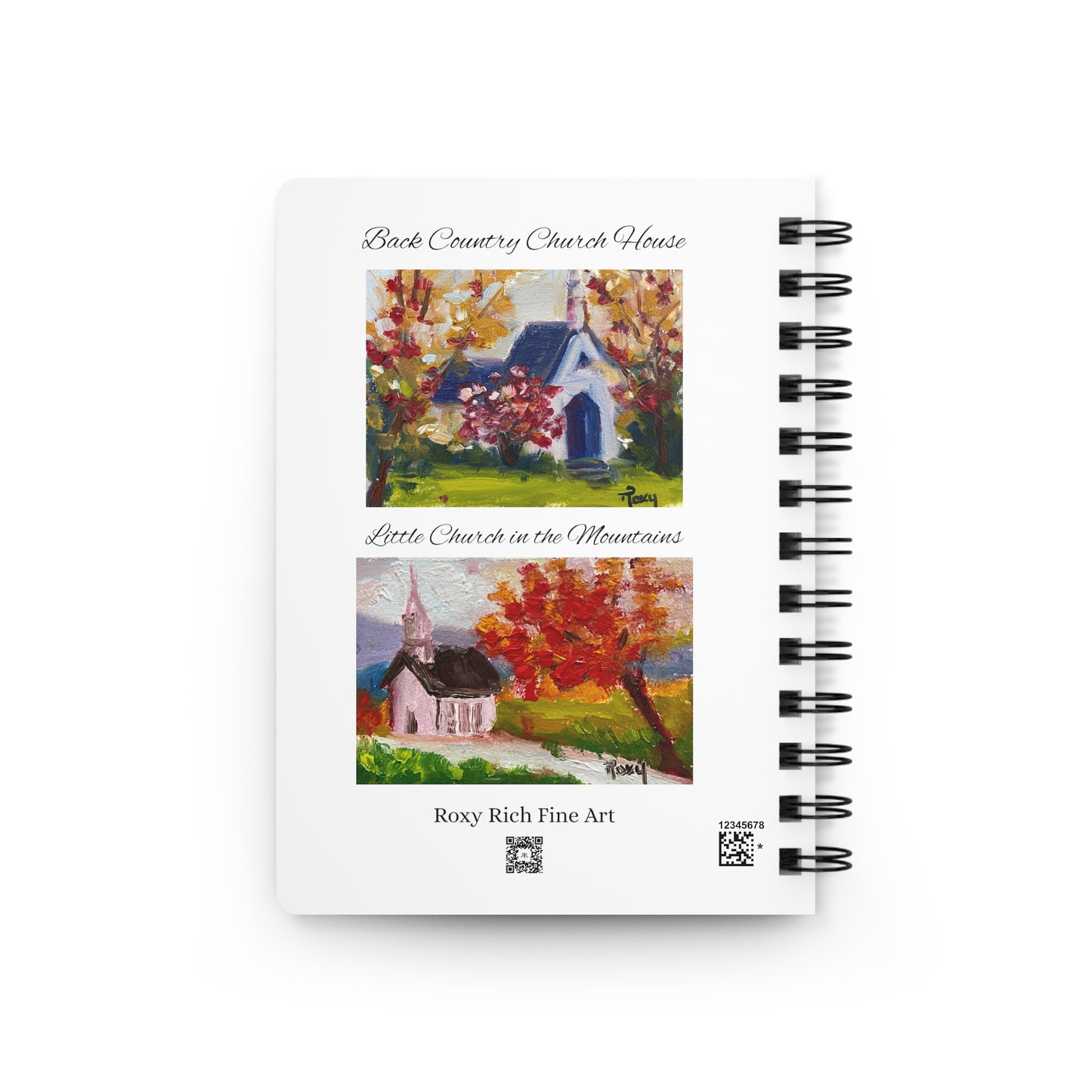 Rural Church Houses-"Blessed Day"-Eight colorful Church House Paintings- Spiral Bound Journal