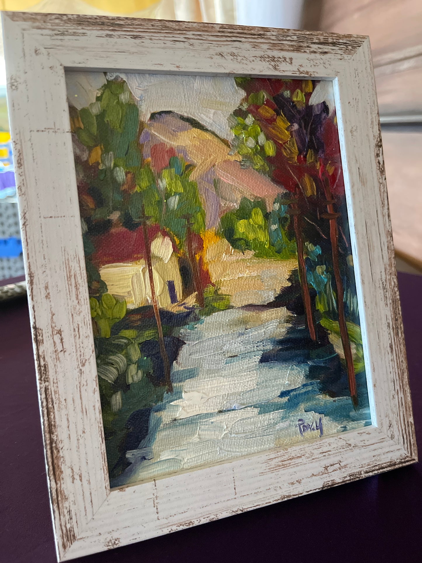 Original Oil Painting 6x8 Framed-Back Country Road