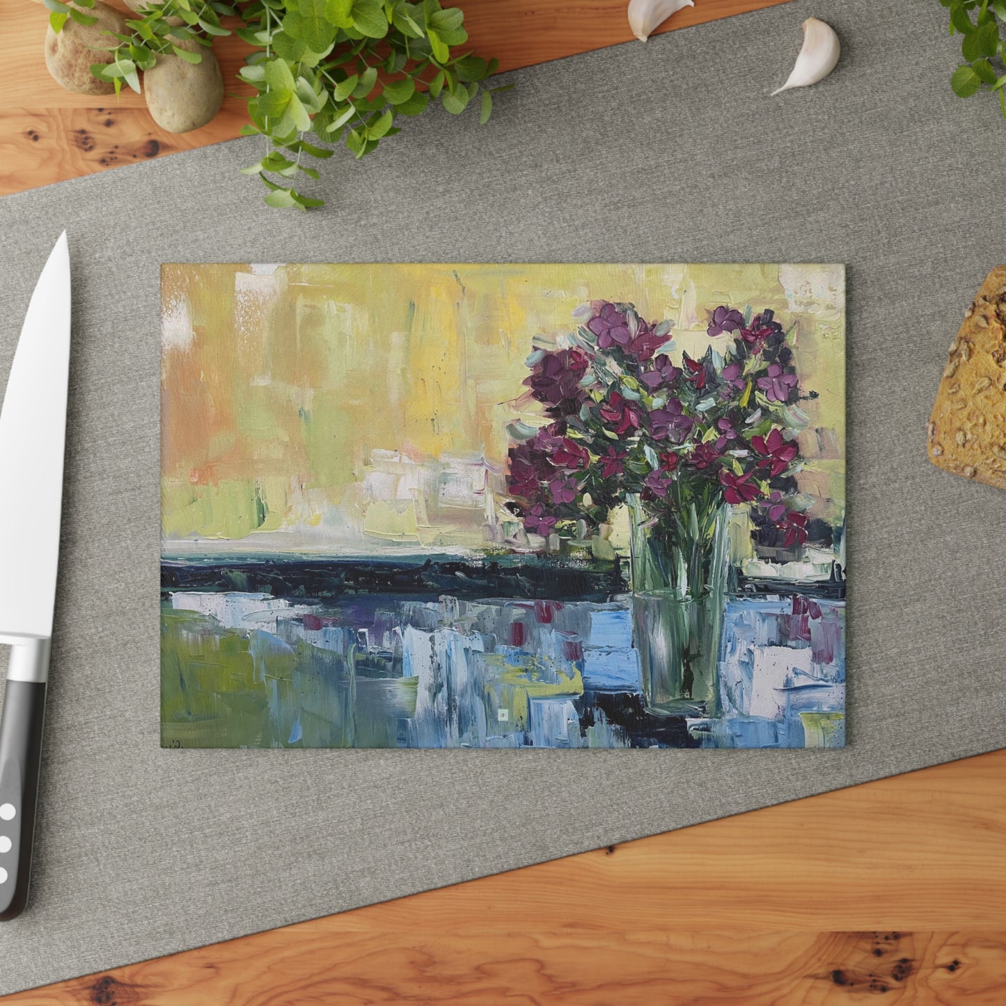 Tabla de cortar de vidrio Shabby Wildflowers