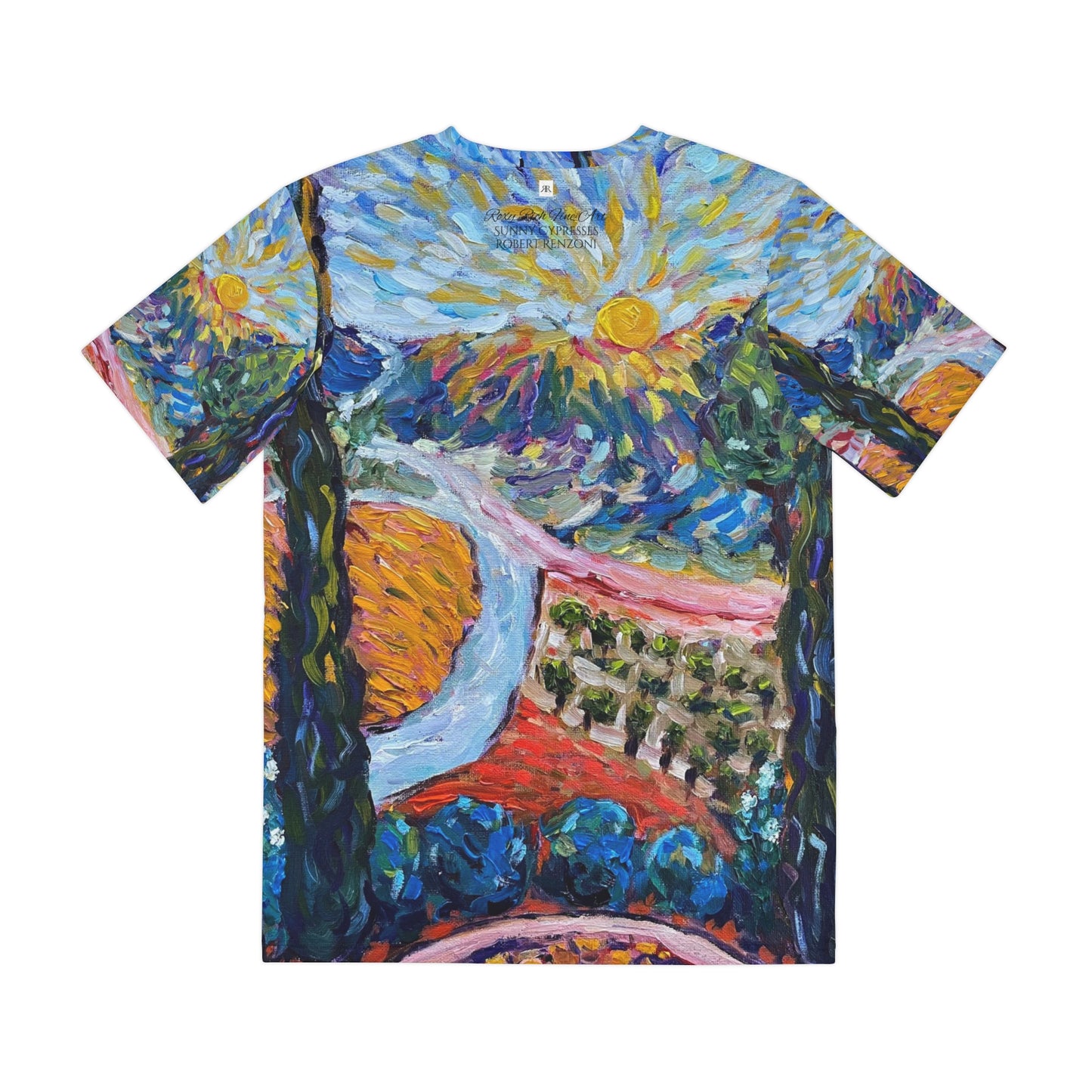 Men's Poly Tee - Sunny Cypresses-Robert Renzoni