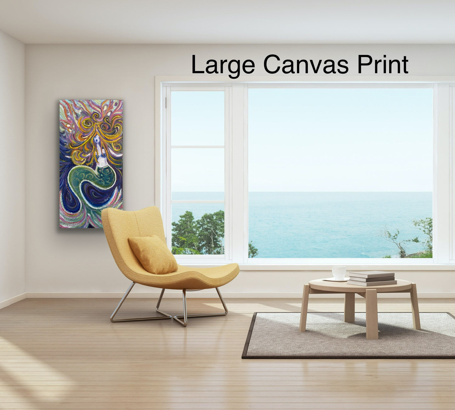 La sirena gritadora-(La sirena) Pintura al óleo original enmarcada