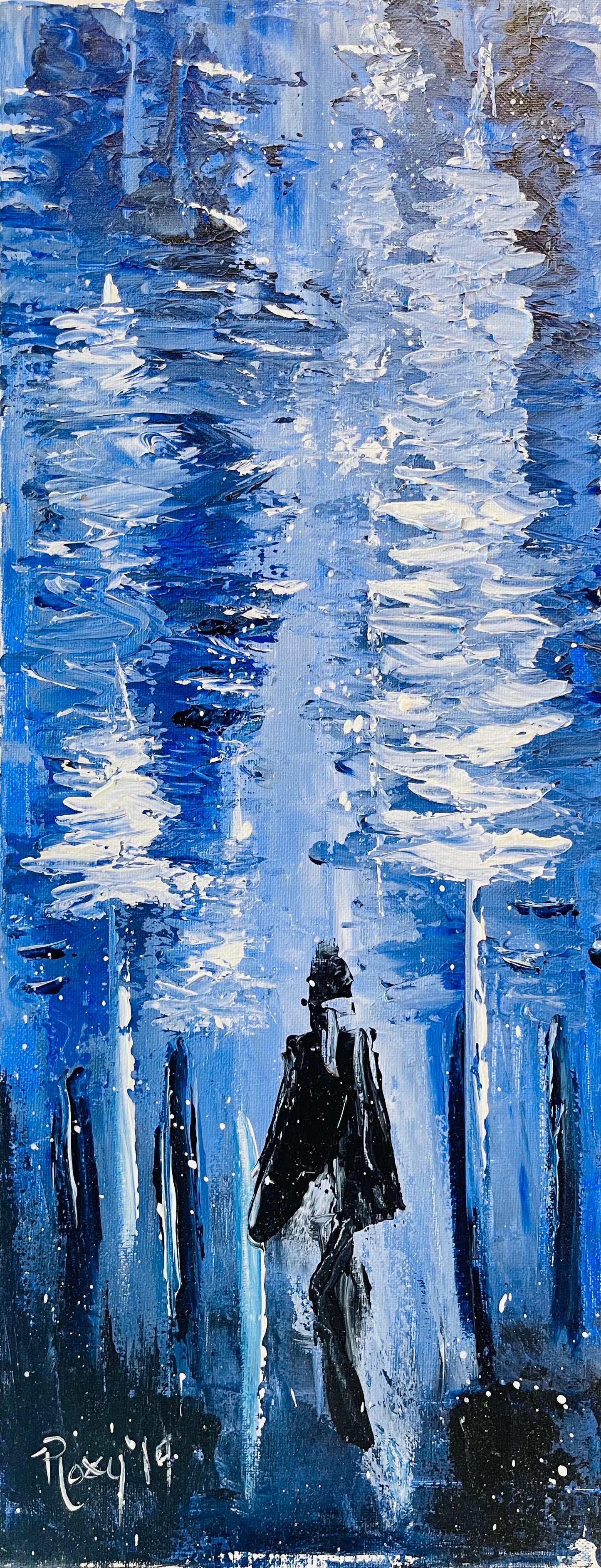 Original Acrylic Painting 8 x 20-Winter Blues