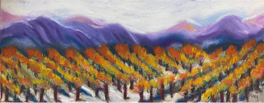 Misty Vines-Original Oil Pastel Painting 8 x 20 Framed