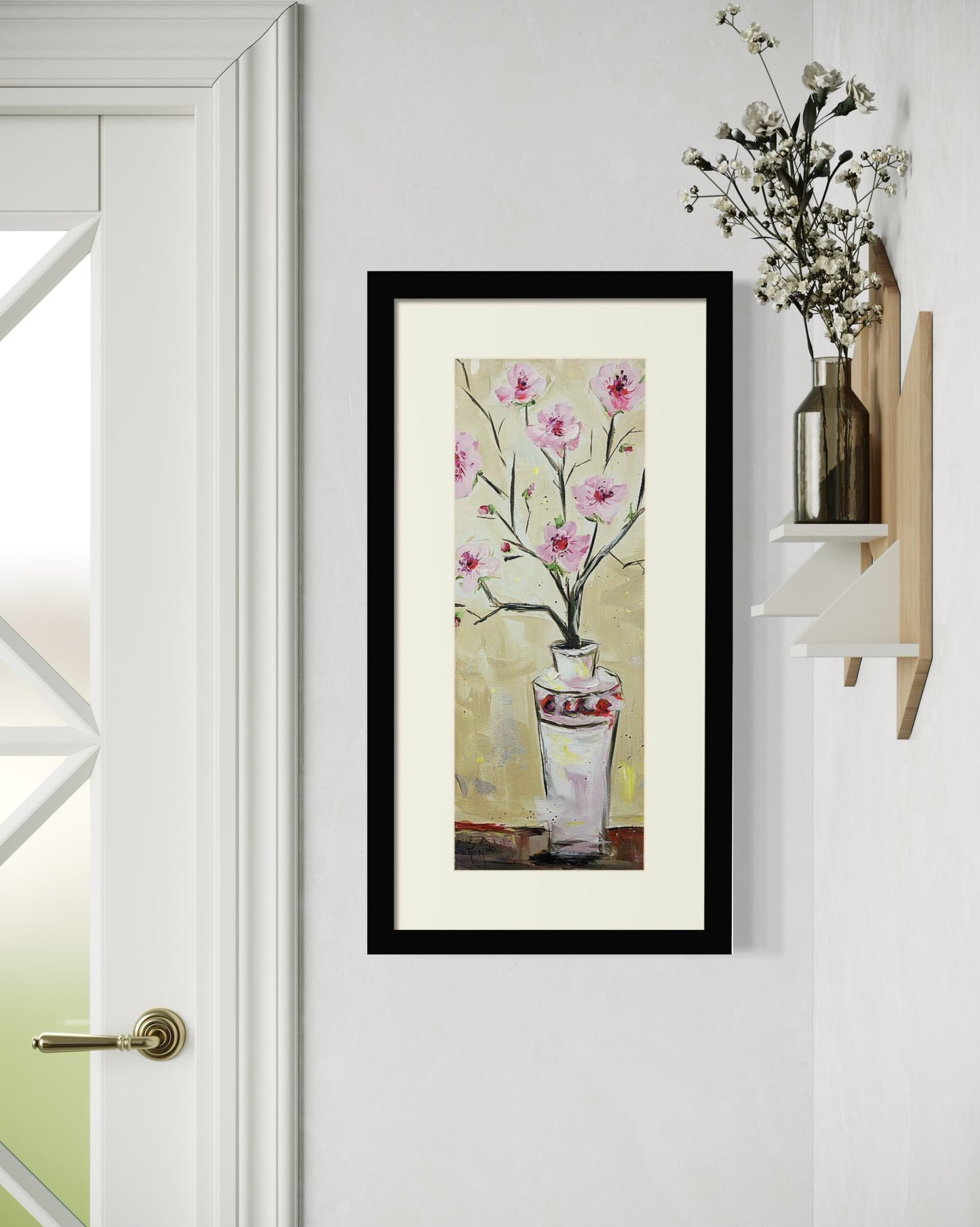 Original Acrylic Painting 8 x 20-Cherry Blossoms