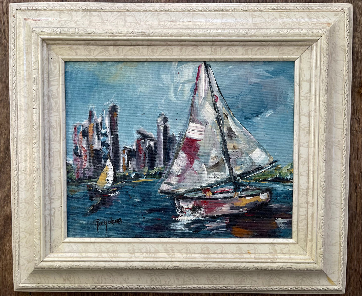 Daytime Sailing, Chicago-Original Acrylic Painting 11 x 14 Framed