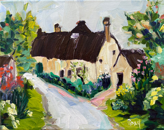 Charming Cotswolds Hideaway Original Oil Painting 8 x 10 Framed