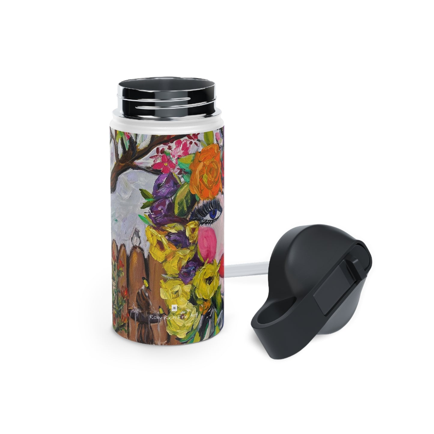 Birds and Blossoms Stainless Steel Water Bottle, Standard Lid