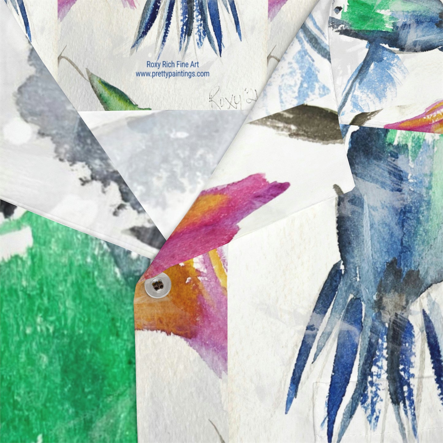 Floaty Blue Hummingbird Men's Hawaiian Shirt