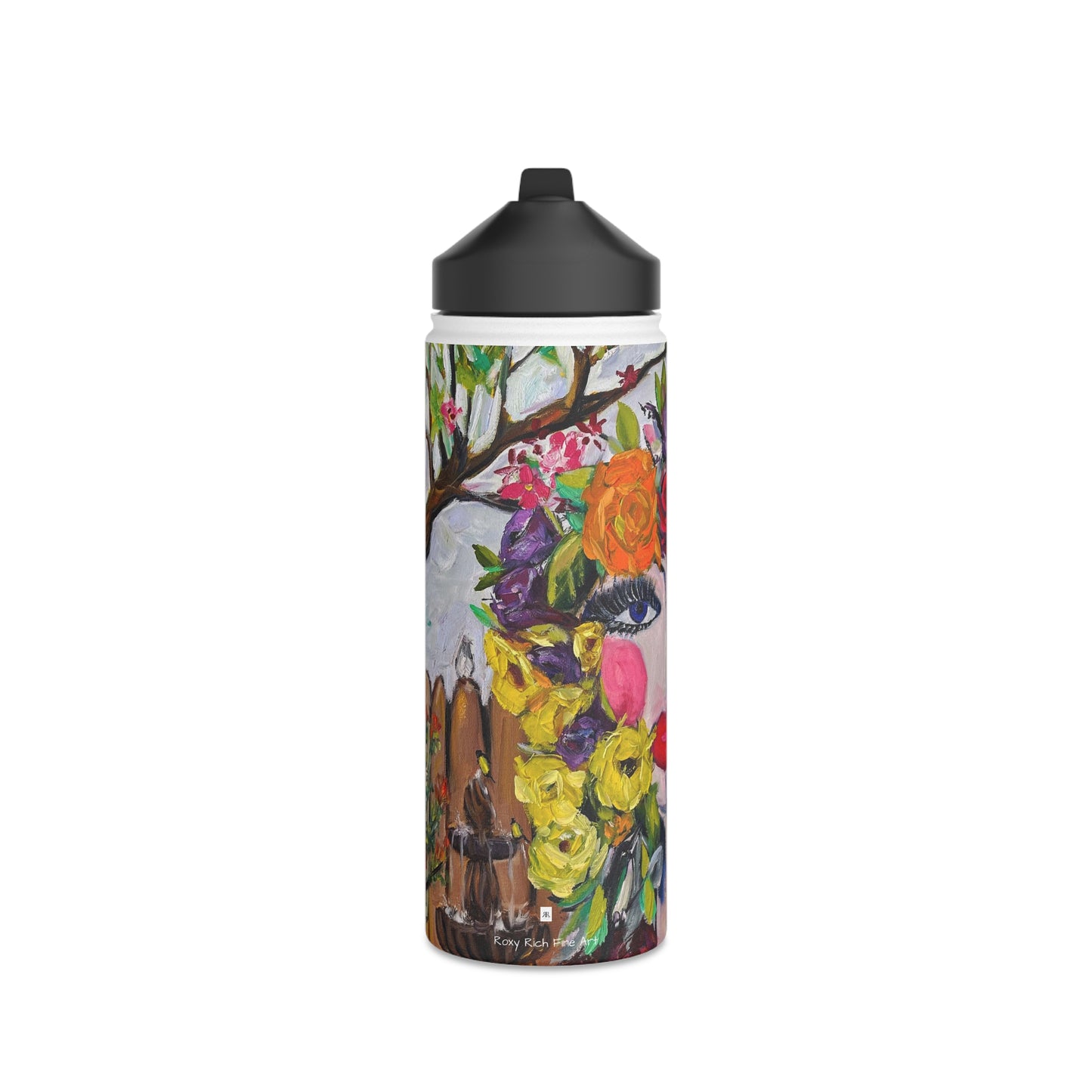 Birds and Blossoms Stainless Steel Water Bottle, Standard Lid