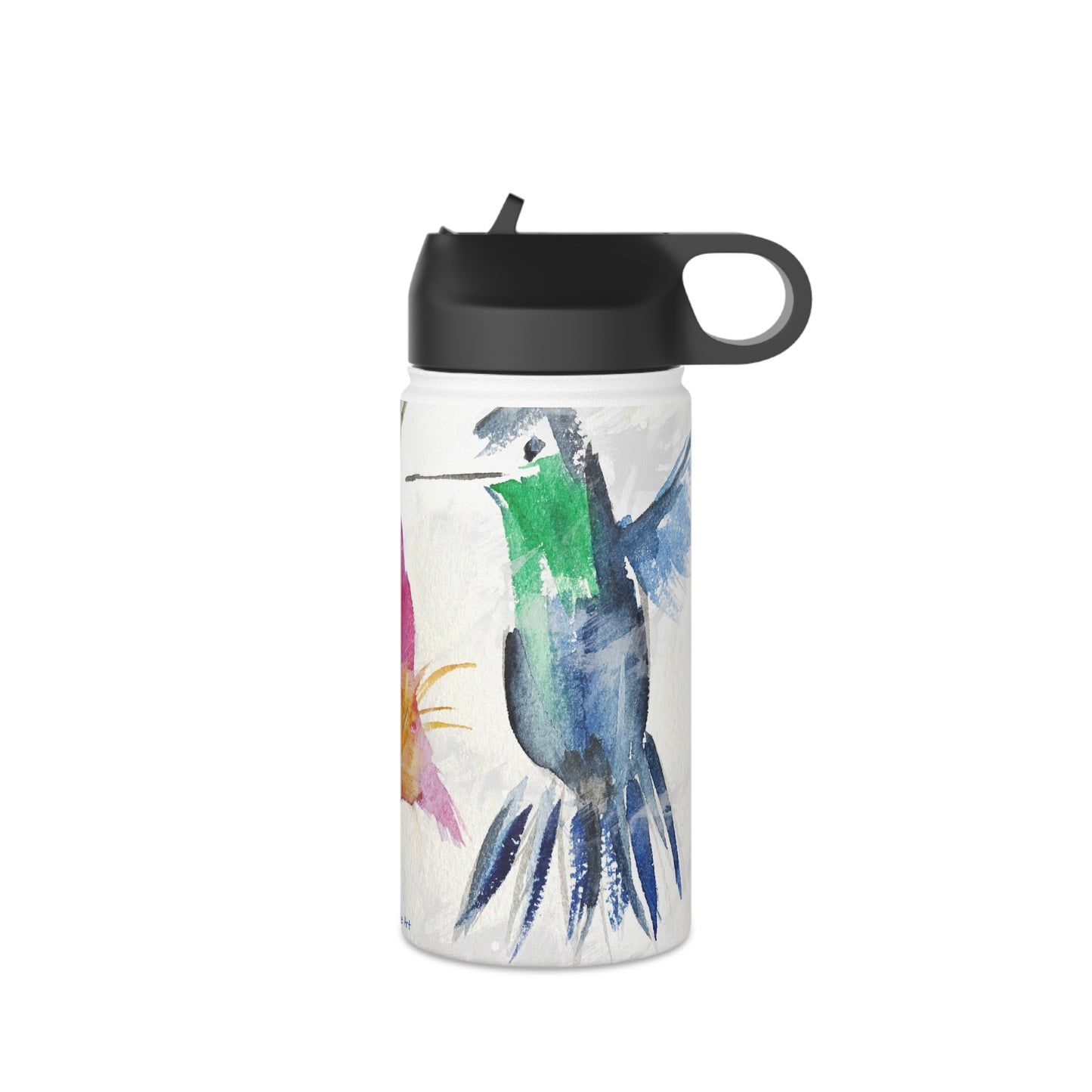 Bouteille d'eau en acier inoxydable Floaty Hummingbird, couvercle standard