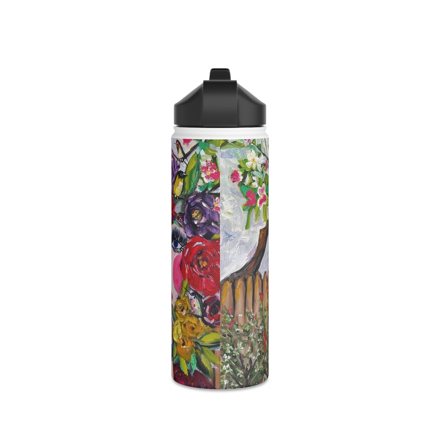 Birds and Blossoms Stainless Steel Water Bottle, Standard Lid