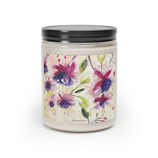 Fluffy Fuchsias Loose Floral Watercolor Candle