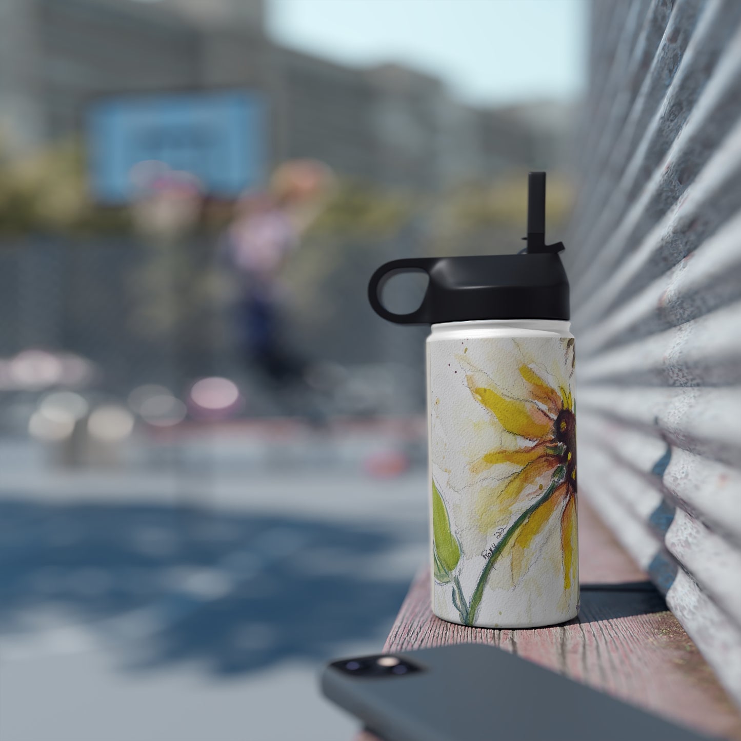 Autumn Sunflowers Stainless Steel Water Bottle, Standard Lid