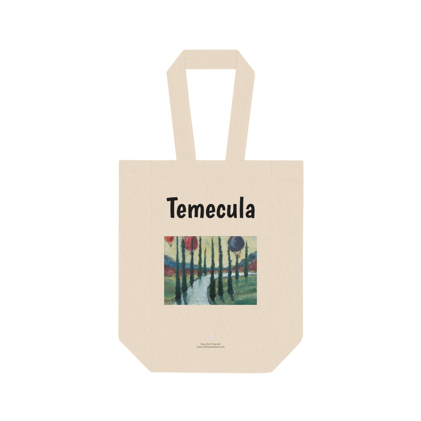 Temecula Double Wine Tote Bag featuring "Wine Country Balloons" painting