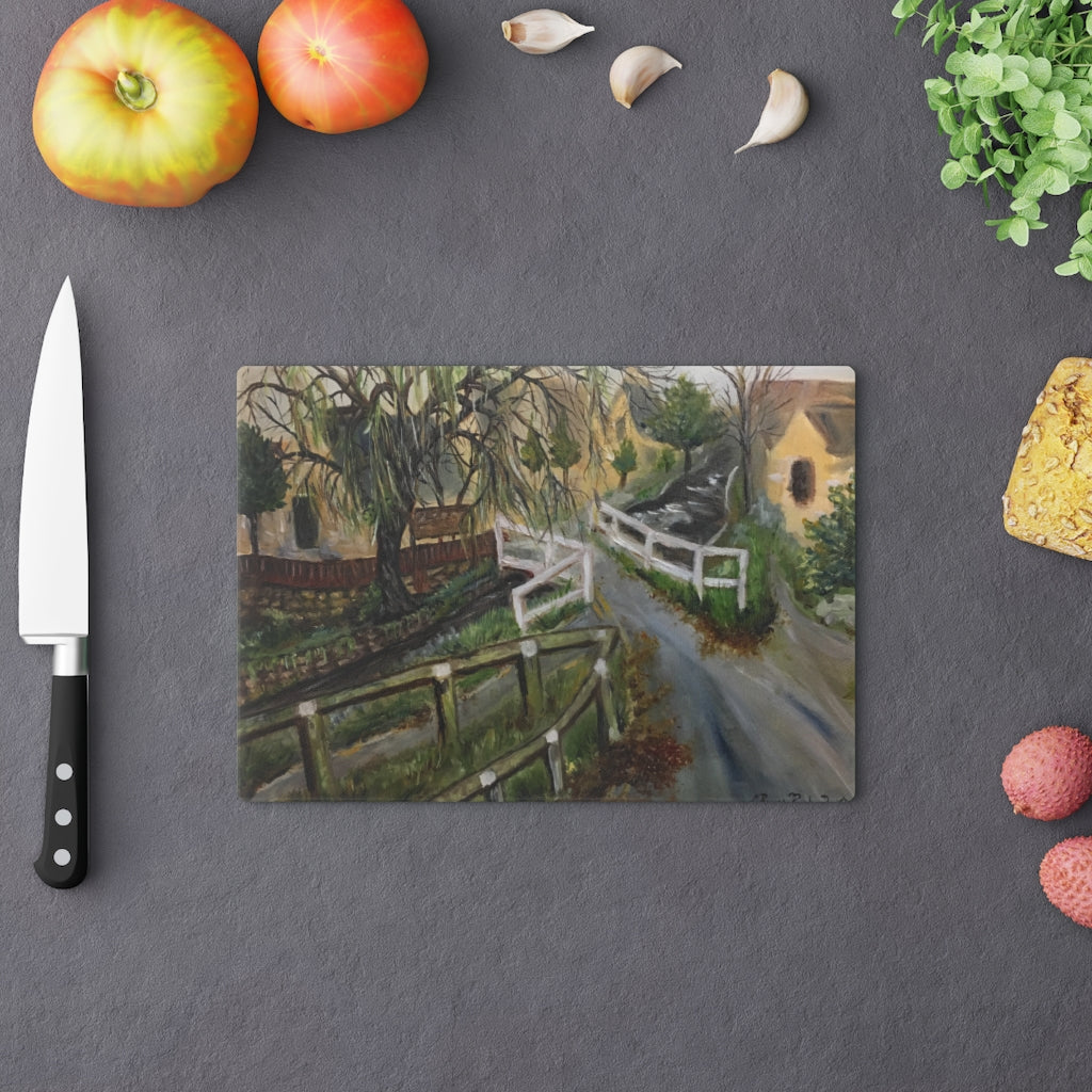 Lower Slaughter Country Inn Costwolds Glass Cutting Board