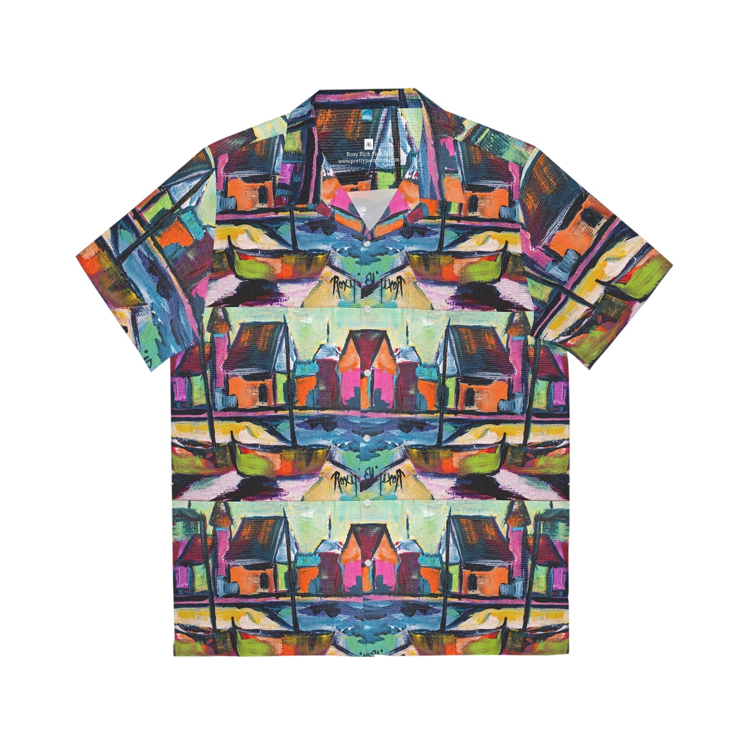 Boardwalk Boats Colorful Painting Men's Hawaiian Shirt