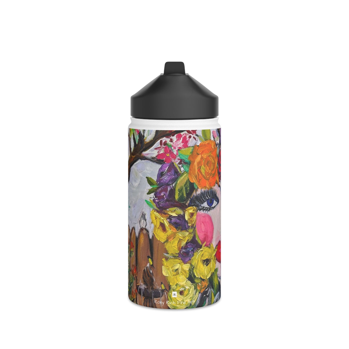Birds and Blossoms Stainless Steel Water Bottle, Standard Lid